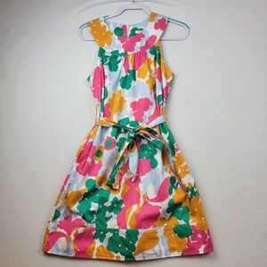 Free Assembly Floral Dress Womens Size Medium Sleeveless Belted Shift Bold New